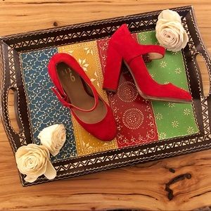 Mix No. 6 Red Block Heel Mary Jane pumps